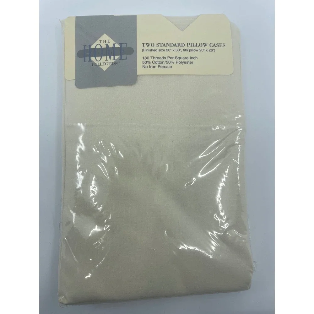 JCPenney Home Collection 2 Standard Pillowcases Light Camel 180TC Percale USA